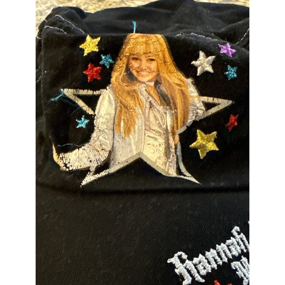 Disney Hannah Montana‎ Girls Cadet Hat Black Purple Star Graphic Miley Cyrus Y2K